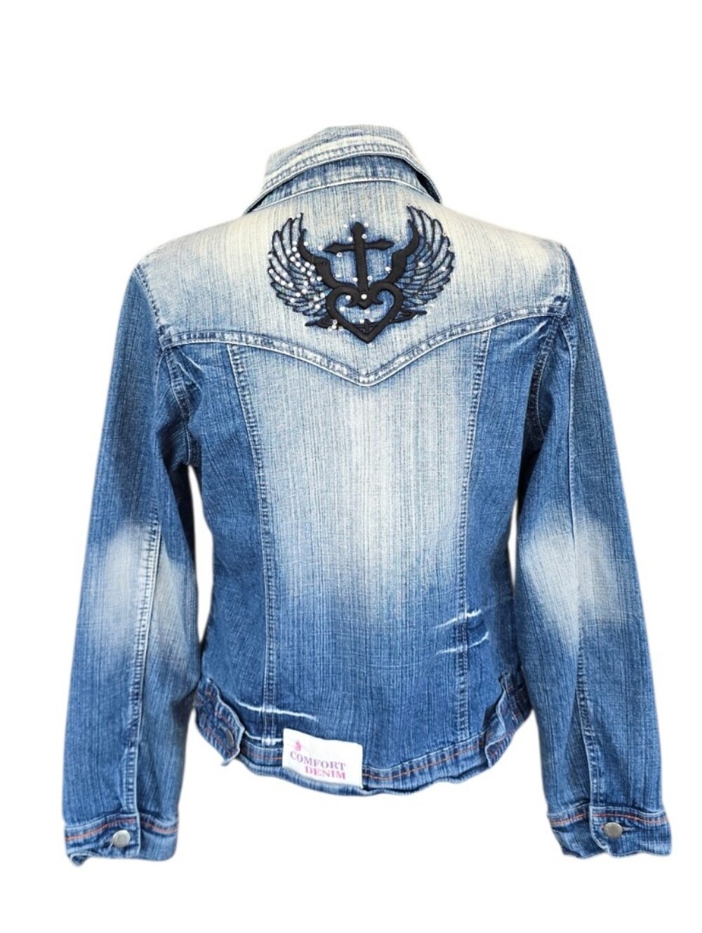 Comfort Denim Distressed Blue Jean Jacket XL - Picture 2 of 9